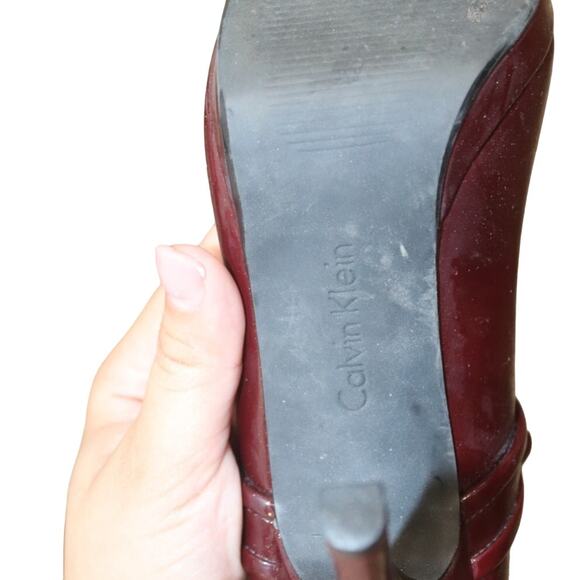 Calvin Klein Merlot Patent Leather Jocey Heels Sz 6M - Picture 9 of 12
